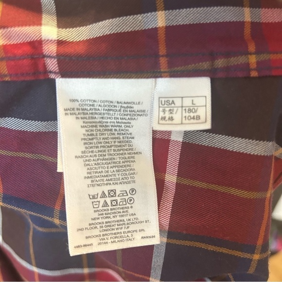 Brooks Brothers Regent Plaid Button Down Shirt Large Red Blue Men’s - Picture 7 of 8
